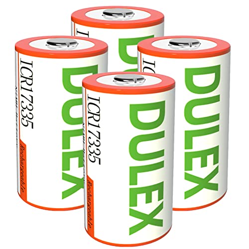 DULEX Arlo Rechargeable Bateries 123A, 800mAH ICR17335 NiMH Bateries Replacement CR123A for Arlo VMS3130 VMC3030 3200 3330 3430 3530 Security Cameras, Alarm System, Flashlight