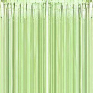 Green Tinsel Foil Fringe Curtains Tropical Jungle Safari Animals Hawaiian Baby Shower Birthday Photo Backdrops Wedding Party Decor Photo Booth Props Backdrops Decorations,2pc