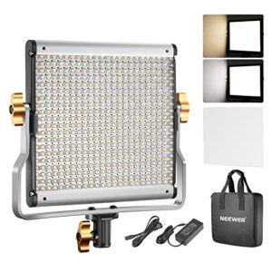 neewer dimmable bi-color led with u bracket professional video light for studio, youtube outdoor video photography lighting kit, durable metal frame, 480 led beads, 3200-5600k, cri 96+