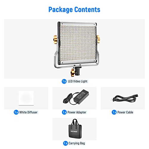 Neewer Dimmable Bi-Color LED with U Bracket Professional Video Light for Studio, YouTube Outdoor Video Photography Lighting Kit, Durable Metal Frame, 480 LED Beads, 3200-5600K, CRI 96+