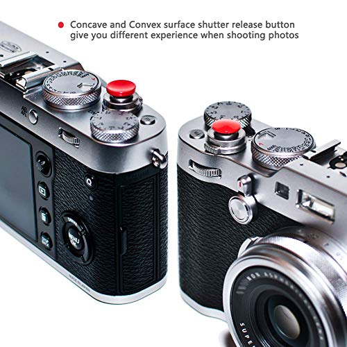 VKO Red Soft Metal Shutter Release Button Compatible with Fujifilm X-T4 X-T30 X-T3 X-T2 X100F X-T20 X-PRO2 X-PRO3 X-E3 X30 X100T X100S RX10 IV M9 M10 Camera 11mm Concave 10mm Convex Surface(2 Pack)