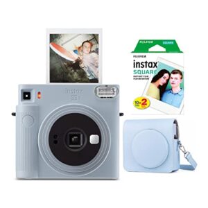 fujifilm instax square sq1 instant camera (glacier blue) bundle with square film twin pack (20 exposures) and square camera case (3 items)