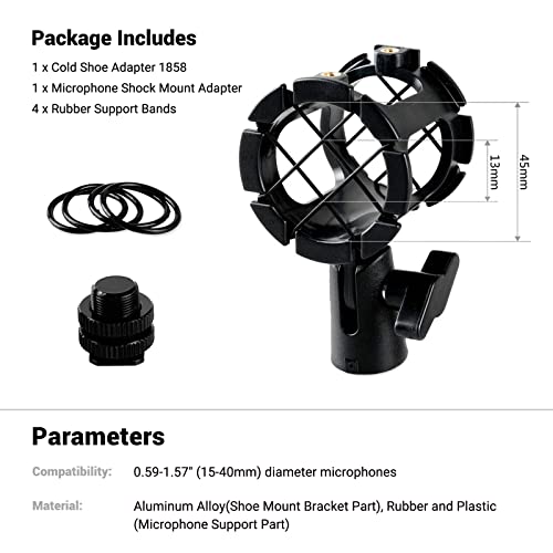 SMALLRIG Microphone Shock Mount with Cold Shoe Pinch for Camera Shoes and Boompoles 1859