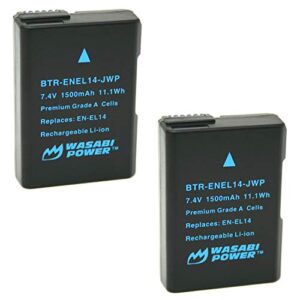 wasabi power battery (2-pack) for nikon en-el14, en-el14a and nikon coolpix p7000, p7100, p7700, p7800, d3100, d3200, d3300, d5100, d5200, d5300, df