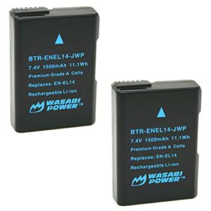 Wasabi Power Battery (2-Pack) for Nikon EN-EL14, EN-EL14a and Nikon Coolpix P7000, P7100, P7700, P7800, D3100, D3200, D3300, D5100, D5200, D5300, Df