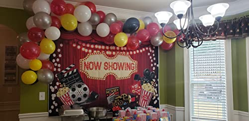 BINQOO 7x5ft Movie Night Backdrop for Birthday Party Movie Theme Now Showing Red Carpet Photography Backdrop and Studio Props Movie Party Ceremony Dress-up Awards Parties Photo Photography Background