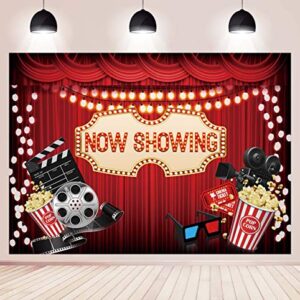 BINQOO 7x5ft Movie Night Backdrop for Birthday Party Movie Theme Now Showing Red Carpet Photography Backdrop and Studio Props Movie Party Ceremony Dress-up Awards Parties Photo Photography Background