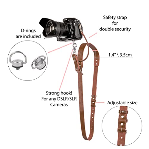 Camera Strap Accessories for One Camera-Professional Single Leather Harness Shoulder Strap Solo Camera Quick Release Gear for DSLR/SLR ProInStyle Strap (Tan)