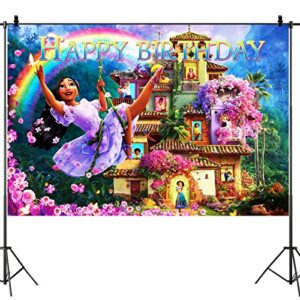 Birthday Party Supplies for Encanto Isabella, Happy Birthday Banner Backdrop Decorations for Girls Kids 5 x 3FT Background Party Decor