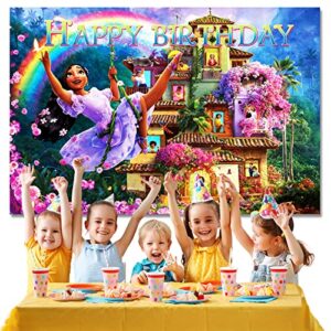 Birthday Party Supplies for Encanto Isabella, Happy Birthday Banner Backdrop Decorations for Girls Kids 5 x 3FT Background Party Decor