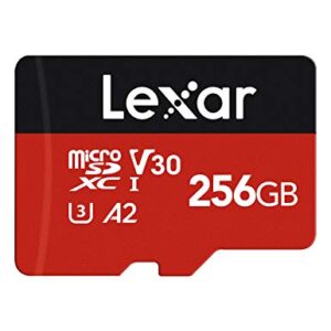 Lexar 256GB Micro SD Card, MicroSDXC Flash Memory Card with Adapter Up to 160MB/s, A2, U3, V30, C10, UHS-I, 4K UHD, Full HD, High Speed TF Card for Phones, Tablets, Drones, Dash Cam, Security Camera