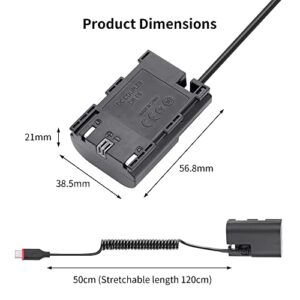 King Ma LP-E6 Dummy Battery Decoded LP-E6 Battery Replacement with Type-C Spring Power Adapter Cable for Canon EOS R R5 R5C R6 90D 80D 70D 60D 60Da 5D Mark II III IV 6D Mark II 7D Mark II Cameras