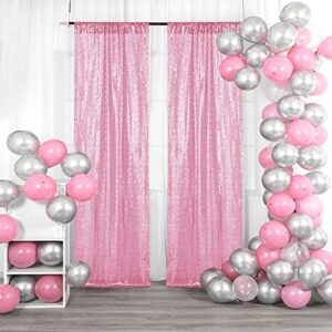 beddeb pink sequin backdrop curtain, 2pcs 2ftx8ft glitter backdrop curtain for christmas, birthday, wedding, party decoration