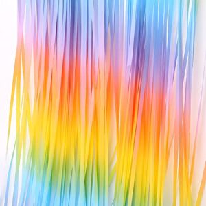 pastel rainbow foil fringe curtain – greatril pastel rainbow backdrop streamers for kids birthday/classroom decor/unicorn/princess/halloween/christmas party decorations (2 pack)