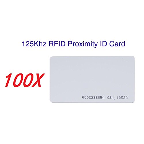 SainSmart Generic White Plastic Contactless 125kHz TK4100 EM4100 RFID Proximity ID Smart Entry Access Card (Pack of 100)