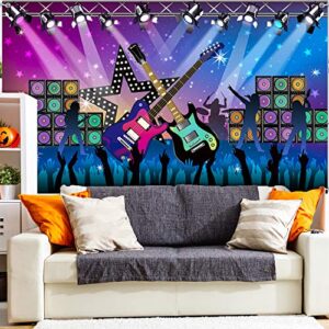 Karaoke Party Decorations Supplies, Large Fabric Rock Star Vacation Party Backdrop Banner for Rock N Roll Party Decorations, Rock Star Banner Background, 72.8 x 43.3 Inch