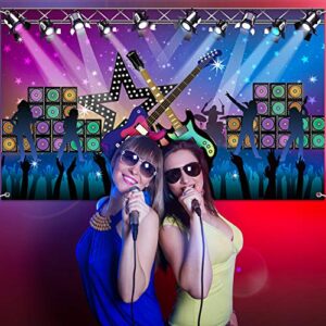 Karaoke Party Decorations Supplies, Large Fabric Rock Star Vacation Party Backdrop Banner for Rock N Roll Party Decorations, Rock Star Banner Background, 72.8 x 43.3 Inch