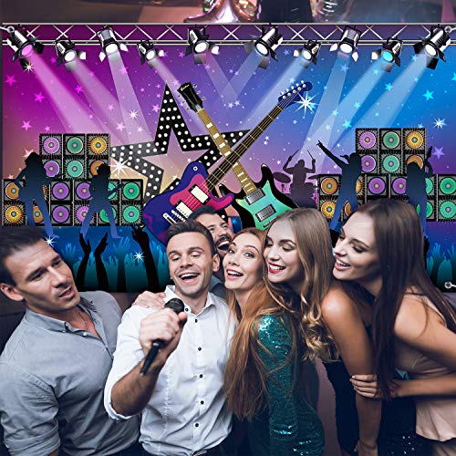 Karaoke Party Decorations Supplies, Large Fabric Rock Star Vacation Party Backdrop Banner for Rock N Roll Party Decorations, Rock Star Banner Background, 72.8 x 43.3 Inch