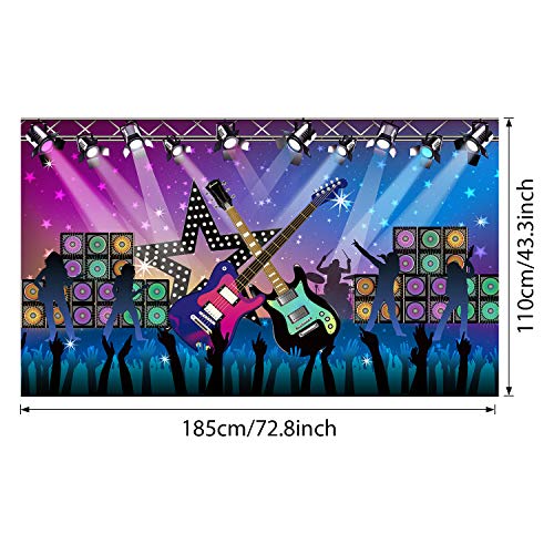 Karaoke Party Decorations Supplies, Large Fabric Rock Star Vacation Party Backdrop Banner for Rock N Roll Party Decorations, Rock Star Banner Background, 72.8 x 43.3 Inch