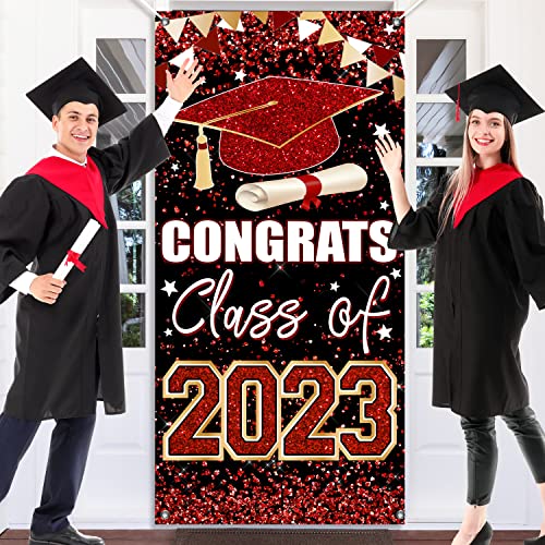 Graduation Party Decorations 2023,Congrats Class of 2023 Backdrop,2023 Maroon Graduation Party Decorations Front Door Porch Sign Backdrop Graduation 2023 Indoor/Outdoor Party Supplies