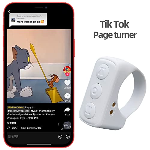 TIKTok Remote Control Kindle APP Page Turner for Phone Camera, Bluetooth Button Clicker TIK Tok Scrolling Ring Rechargeable Camera Remote Compatible with iPhone/iPad/Android/Smartphones/Tablets