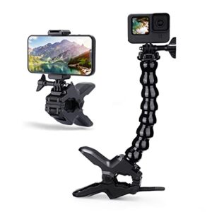 ULANZI Jaws Flex Clamp Mount with Adjustable Gooseneck Compatible with 4-7'' Smartphone, GoPro Hero 11, 10, 9, 8, 7, 6, 5, 4, Session, 3+, 3, 2, 1, Max, Hero (2018), Fusion, DJI Osmo Action Cameras