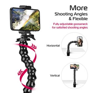 ULANZI Jaws Flex Clamp Mount with Adjustable Gooseneck Compatible with 4-7'' Smartphone, GoPro Hero 11, 10, 9, 8, 7, 6, 5, 4, Session, 3+, 3, 2, 1, Max, Hero (2018), Fusion, DJI Osmo Action Cameras