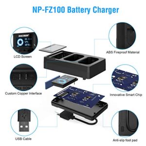 DOTTMON Dual USB Charger for Sony NP-FZ100 Battery, Compatible with Sony Alpha A7III, A7RIII, A9, A7R3, A6600, A7RIV, A7C, A9II, A1, ILME-FX3 Camera with LCD Display