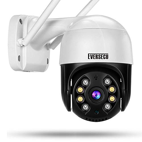 EVERSECU Outdoor PTZ Security Camera, 1080P Home 2.4Ghz WiFi IP Surveillance Camera, Two Way Audio Motion Detection Night Vision Outdoor CCTV Camera Supports SD Card and Cloud Storage