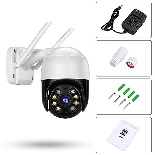 EVERSECU Outdoor PTZ Security Camera, 1080P Home 2.4Ghz WiFi IP Surveillance Camera, Two Way Audio Motion Detection Night Vision Outdoor CCTV Camera Supports SD Card and Cloud Storage