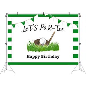 Ticuenicoa Let's Partee Golf Theme Backdrop for Birthday Parties Grass Background for Photography Happy Birthday Party Sports Themed Backdrops Cake Table Banners Kids Bday Photo Booth Props 5x3ft