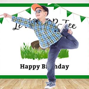 Ticuenicoa Let's Partee Golf Theme Backdrop for Birthday Parties Grass Background for Photography Happy Birthday Party Sports Themed Backdrops Cake Table Banners Kids Bday Photo Booth Props 5x3ft