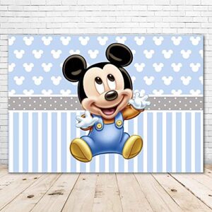 blue mickey mouse 1/2 birthday backdrop 7×5 white micky mouse head background for 1st birthday vinyl baby mickey mouse backdrops baby shower for boy
