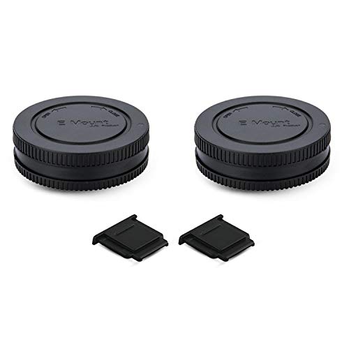 2 Pack E Mount Body Cap Cover & Rear Lens Cap for Sony A6000 A5100 A6100 A6300 A6400 A6500 A6600 ZV-E1 ZV-E10 A7C A7 A7II A7III A7IV A7R A7RII A7RIII A7RIV A7RV A7S A7SII A7SIII A9 A9II & More