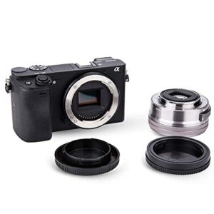 2 Pack E Mount Body Cap Cover & Rear Lens Cap for Sony A6000 A5100 A6100 A6300 A6400 A6500 A6600 ZV-E1 ZV-E10 A7C A7 A7II A7III A7IV A7R A7RII A7RIII A7RIV A7RV A7S A7SII A7SIII A9 A9II & More