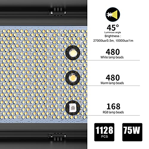 GVM 1500D RGB LED Video Light, 75W Video Lighting Kit with Bluetooth Control, 3 Packs Led Panel Light for Photography, YouTube Studio, Video Shooting, Broadcasting, Conference, 1128 Led Beads