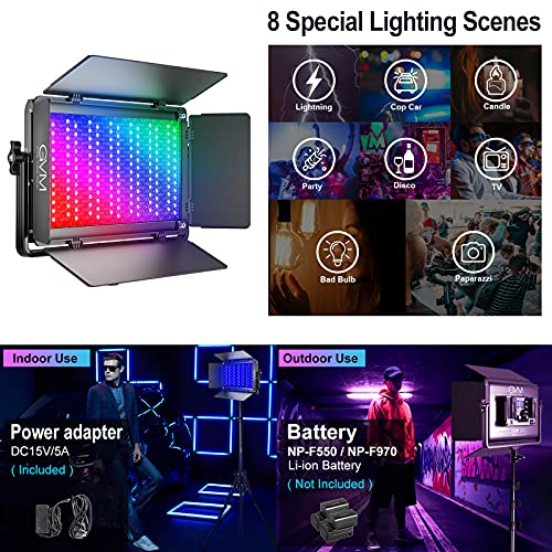 GVM 1500D RGB LED Video Light, 75W Video Lighting Kit with Bluetooth Control, 3 Packs Led Panel Light for Photography, YouTube Studio, Video Shooting, Broadcasting, Conference, 1128 Led Beads
