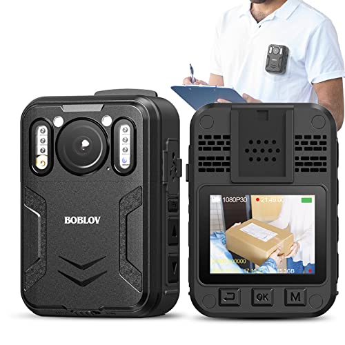 BOBLOV B4K2 128GB 4K Body Worn Camera with GPS, Two 3000mAh Batteries for 14-16hours Record, 4K Camcorders Video Camera with Charging Dock