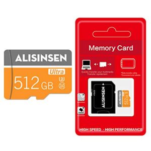 512gb micro sd card with sd adapter 512gb memory cards for camera (class 10 high speed), tf memory card for phone computer game console, dash cam, cahzorder, surveillance, drone(512gb)