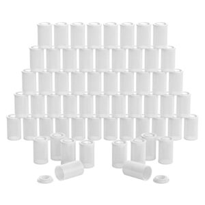Houseables Film Canisters w/ Caps, 60 Pk, 35MM Empty Camera Reel Containers, for Rockets, White, 8 OZ, 2" H, 1" W, Plastic, Films Developing Processing Tube, Roll Case, Small Accessories, Storage