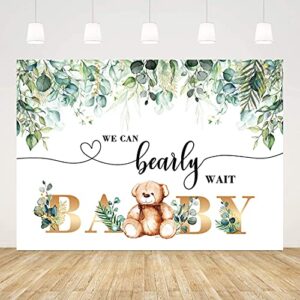 7x5ft we can bearly wait bear backdrop bear baby shower greenery photographic background gender neutral watecolor kids party cake table decoration photo booth props supplies