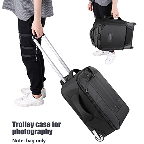 Neewer 2-in-1 Convertible Wheeled Camera Backpack, Rolling Luggage Case with Telescopic Handle and Anti-Shock Dividers for DSLR Cameras, Lenses, Hoods, Strobes, Tripod, and Other Accessories