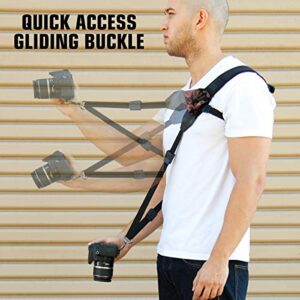 USA GEAR Camera Sling Shoulder Strap with Adjustable Neoprene, Safety Tether, Accessory Pocket, Quick Release Buckle - Compatible with Canon, Nikon, Sony and More DSLR and Mirrorless Cameras (Floral)