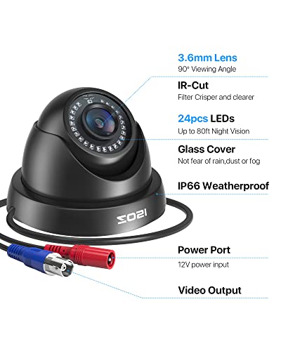 ZOSI 2.0MP HD 1080p 1920TVL Security Camera, 4-in-1 HD TVI/CVI/AHD/CVBS CCTV Camera,80ft Night Vision,Indoor Outdoor,Aluminum Housing for 960H,720P,1080P,5MP,4K Analog Home Surveillance DVR System