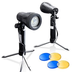 limostudio 2 sets photography continuous 5500k led portable light lamp for table top studio with color filters, photography photo studio, agg1501