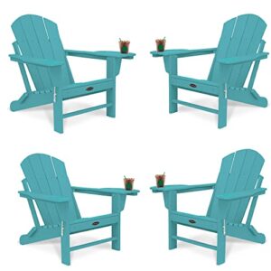 foowin adirondack chair, lounge chair w/4 in 1 cup holder trays, folding patio chairs weather resistant, fire pit chair for deck, garden, backyard & lawn furniture