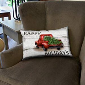 Toland Home Garden Red Truck Holidays 12 x 19 Inch Indoor, Pillow, Case (2-Pack)