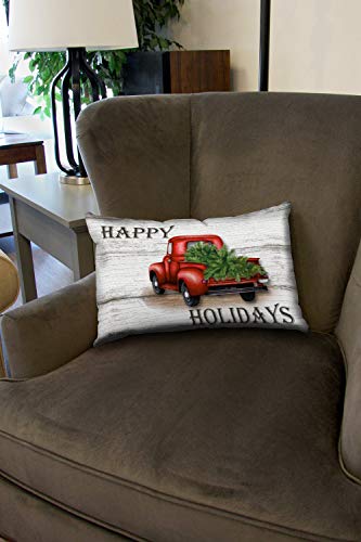 Toland Home Garden Red Truck Holidays 12 x 19 Inch Indoor, Pillow, Case (2-Pack)