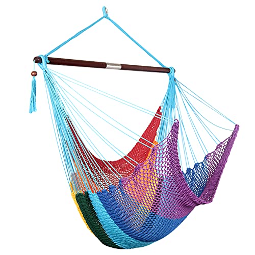 Moonlight Caribbean Hammock Hanging Chair, Durable Polyester Hanging Chair, Indoor/Outdoor Garden & Living Room