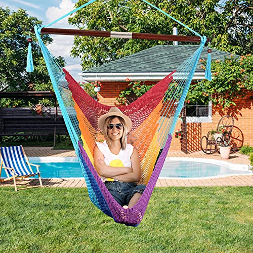 Moonlight Caribbean Hammock Hanging Chair, Durable Polyester Hanging Chair, Indoor/Outdoor Garden & Living Room